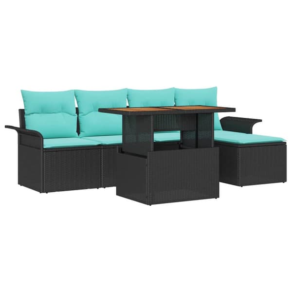 Trädgårdsoffset med lagring 6 pcs Svart Poly rattan