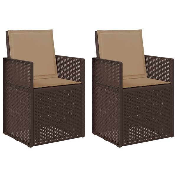 Trädgårdsmatstolar 2 pcs Brun och taupe PP