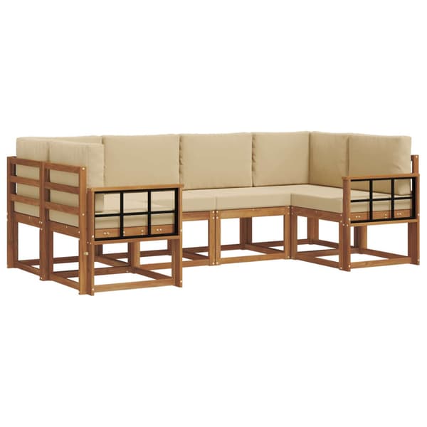 Utomhussoffset 6 st Naturlig och Beige