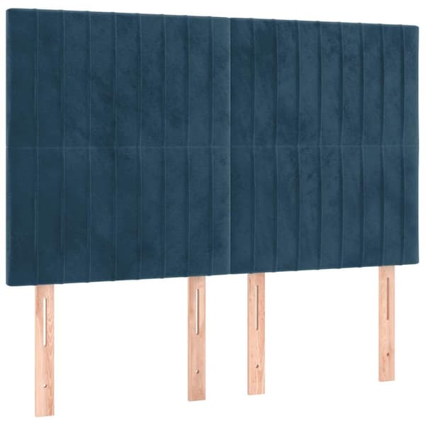 Ramsäng med madrass mörkblå 140x190 cm sammet
