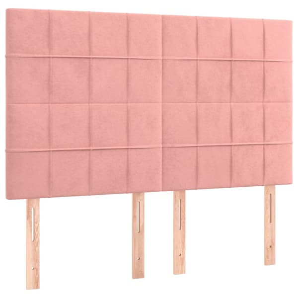 Ramsäng med madrass rosa & LED 140x200 cm sammet