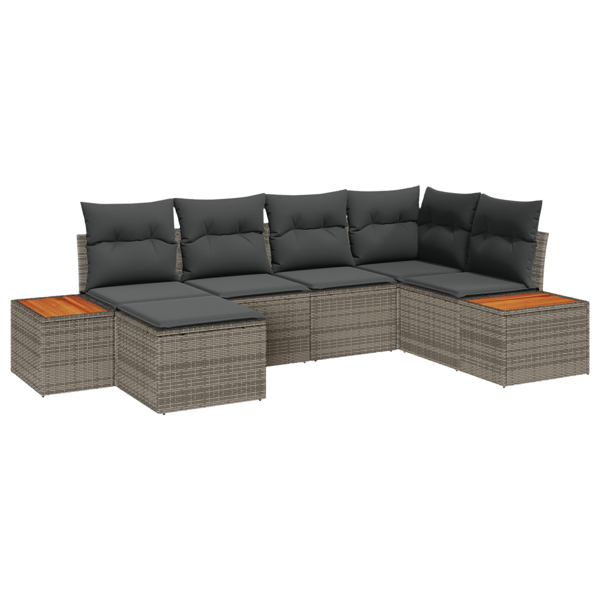 Trädgårdsoffset med kudde med lagring 7 pcs Grå Polyrattan