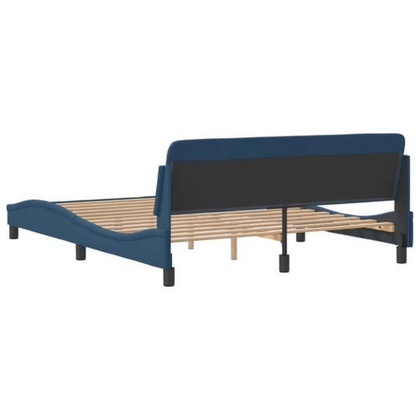 Bed Frame with Headboard "Dover" Blue 160x200 cm Fabric