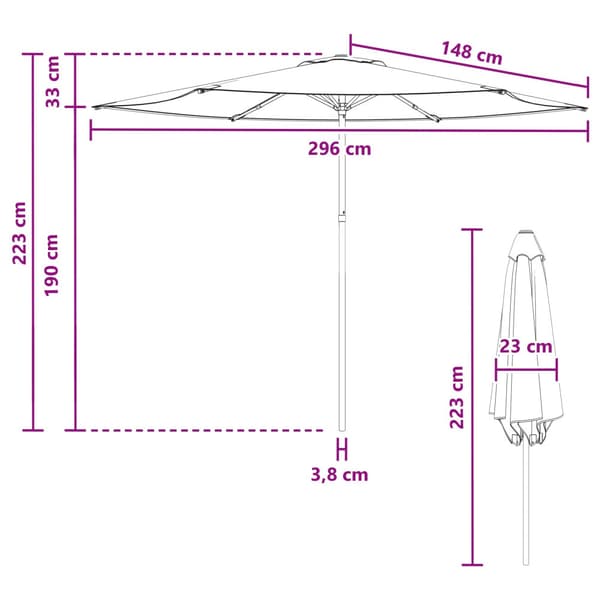 Trädgårdsparasol 300 x 300 cm Polyester Rektangulär Gul och Vit