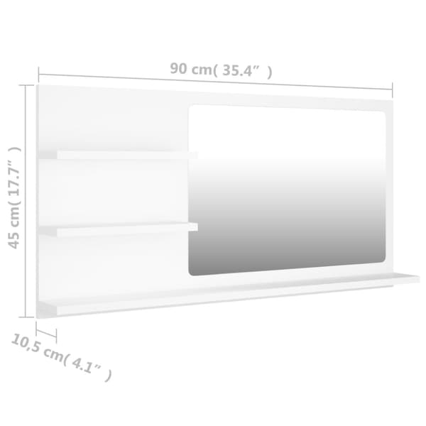 Badrumsspegel vit 90x10,5x45 cm konstruerat trä