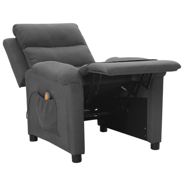 Massagefåtölj mörkgrå tyg
