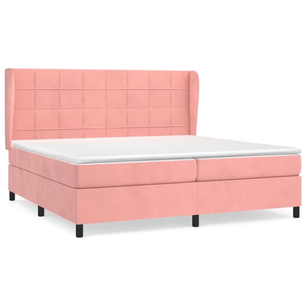 Ramsäng med madrass rosa 200x200 cm sammet