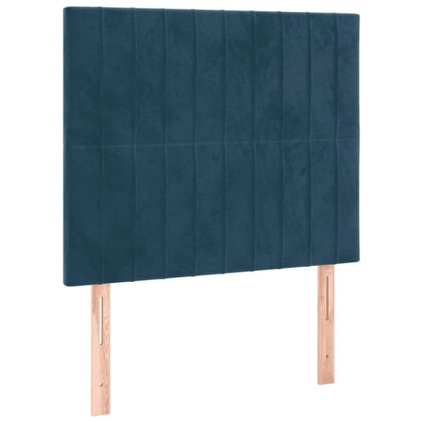 Sänggavel mörkblå 100x5x118/128 cm sammet