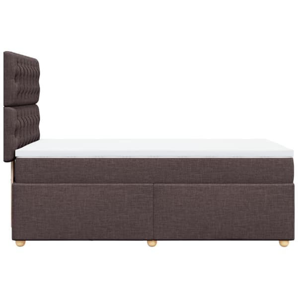 Ramsäng med madrass mörkbrun 100x200 cm tyg