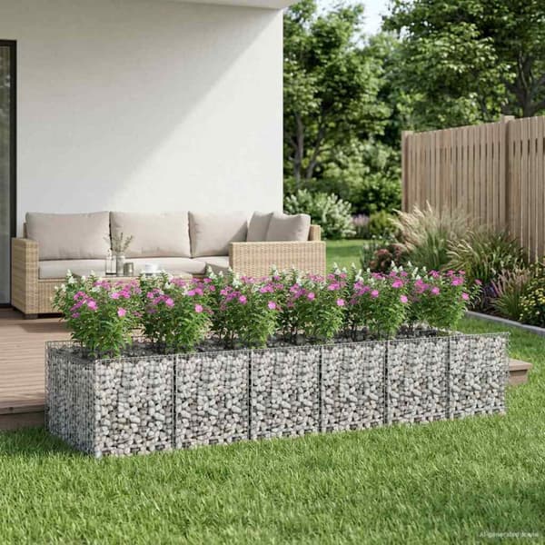 Gabion upphöjd säng 2 pcs Silver