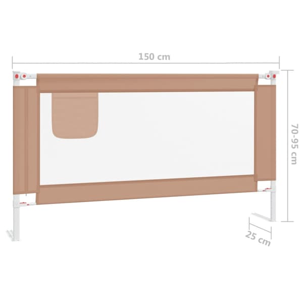 Sängskena för barn taupe 150x25 cm tyg
