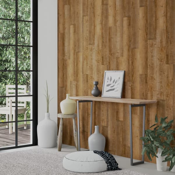 Väggpaneler träimitation brun PVC 4,12 m²