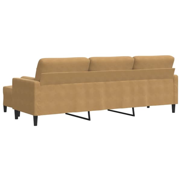 3-sitssoffa med fotpall brun 210 cm sammet