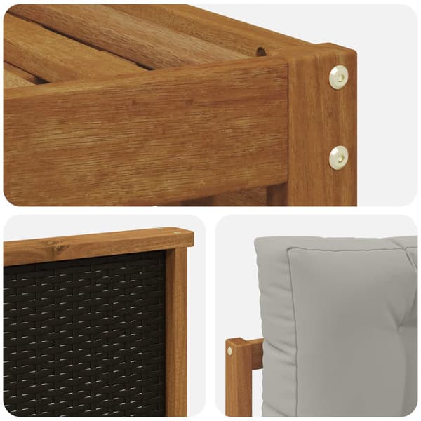 Utomhussoffset med kudde 7 pcs Naturlig och ljusgrå Polyester