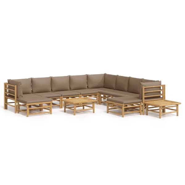 Loungegrupp 12 delar taupe dynor bambu