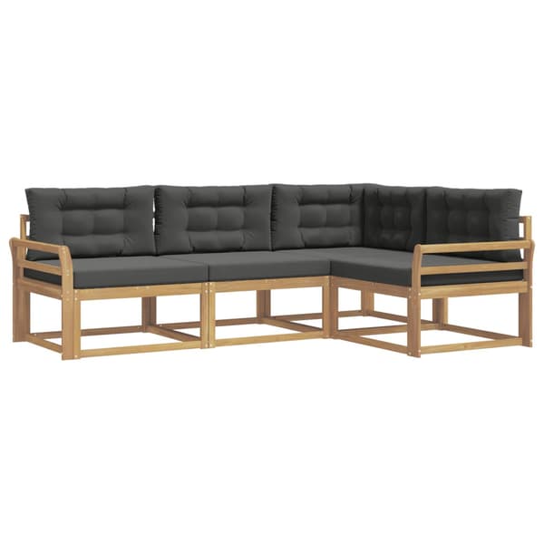 Utomhussoffset med kudde 3 pcs Vit och antracit Polyester