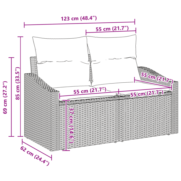 Trädgårdsoffset med kudde med lagring 8 pcs Beige Poly rattan