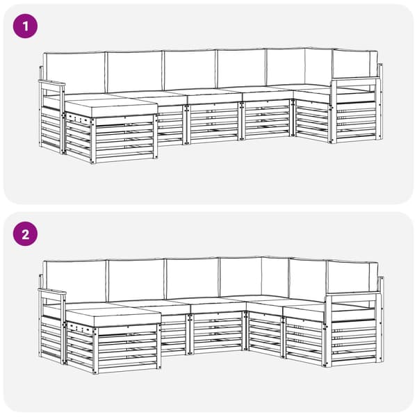 Utomhussoffset 6 pcs Vit och beige 306 x 128,5 x 73 cm