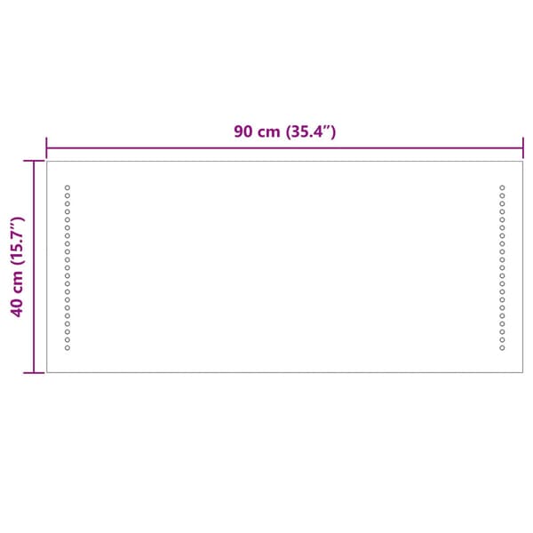 LED Badrumsspegel Transparent 90 x 40 cm härdat glas