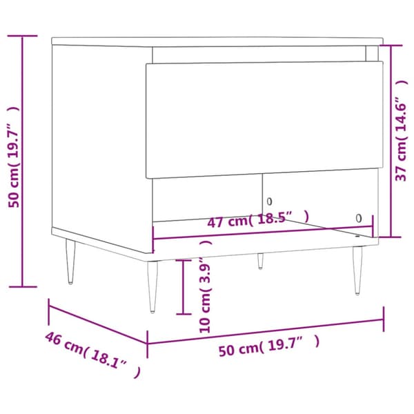 Soffbord vit 50x46x50 cm konstruerat trä