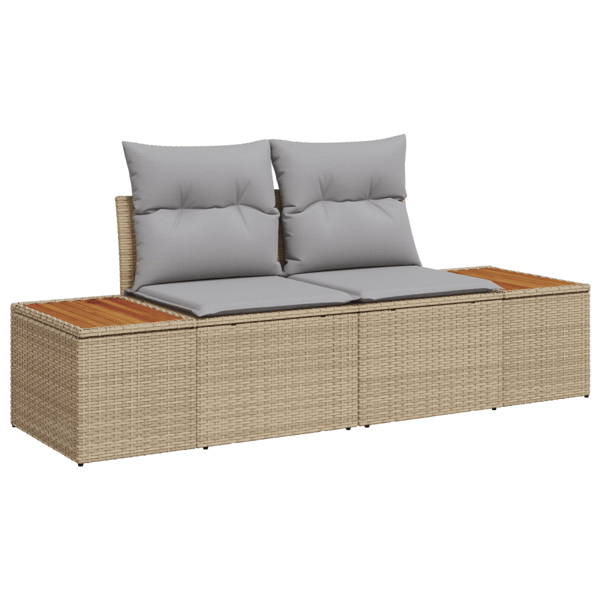 Trädgårdsoffset med lagring 7 pcs Beige Poly rattan