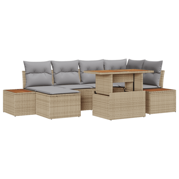 Trädgårdsoffset med lagring 7 pcs Beige Poly rattan