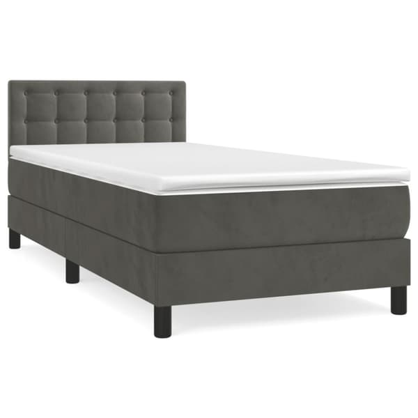 Ramsäng med madrass mörkgrå 100x200 cm sammet