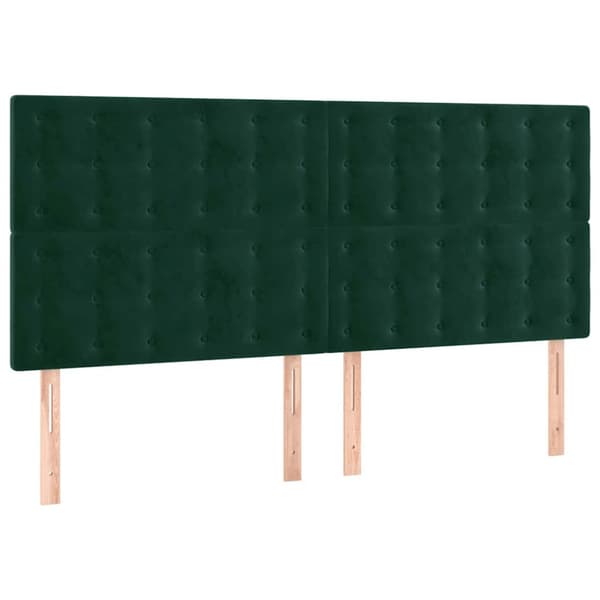 Sänggavel LED mörkgrön 200x5x118/128 cm sammet