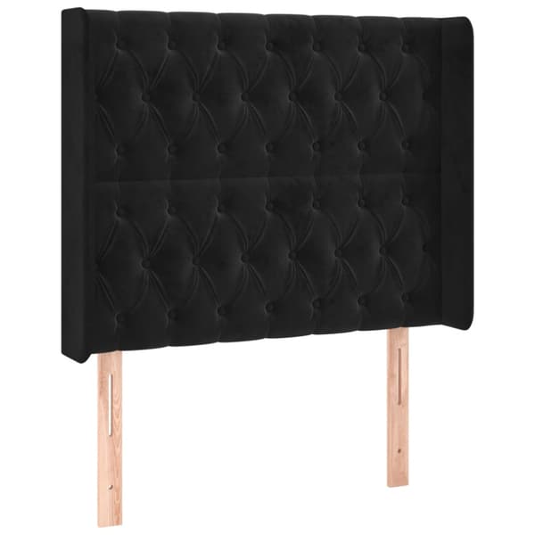 Sänggavel LED svart 93x16x118/128 cm sammet