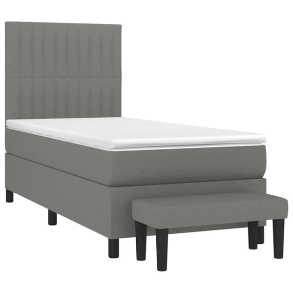 Ramsäng med madrass mörkgrå 100x200 cm tyg