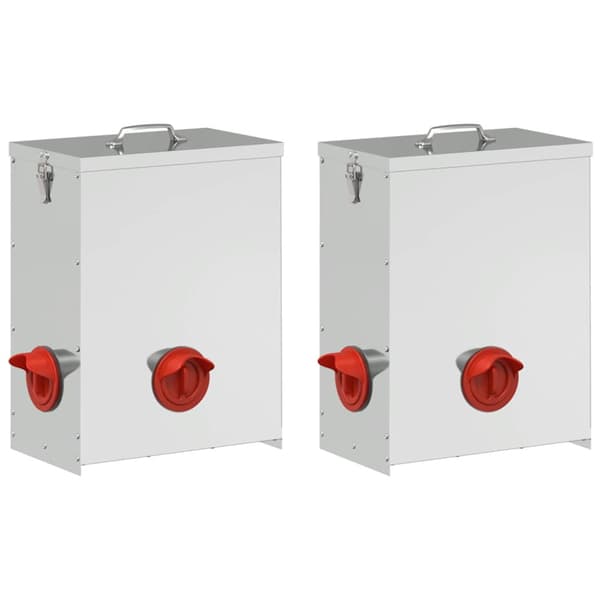Hönsfodertråg 2 pcs Silver 32,5 x 20,5 x 43 cm