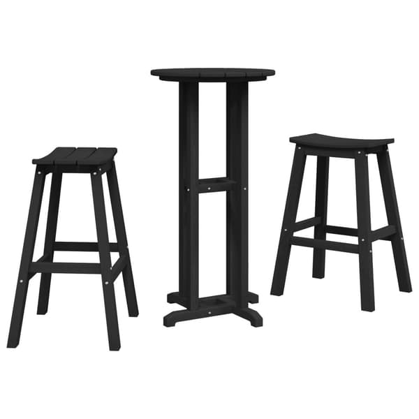 Trädgårds Bar Set 3 pcs Svart HDPE