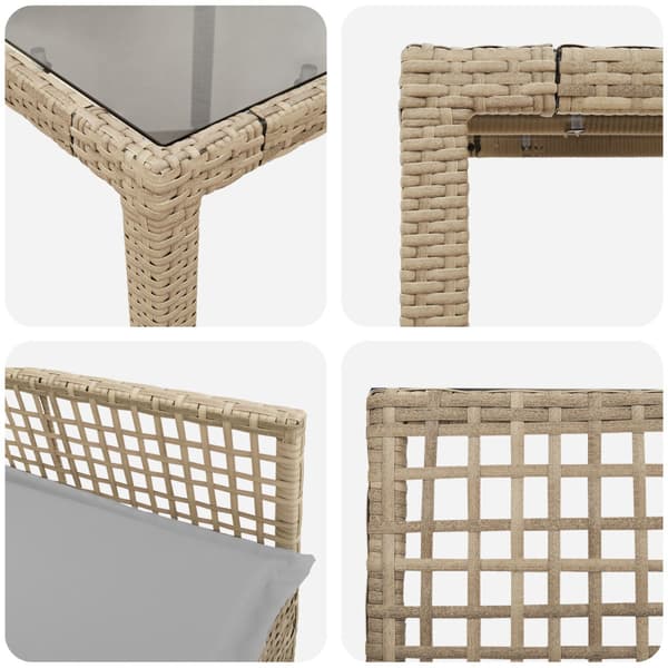 Trädgårdsmöbelset 3 pcs Beige konstrotting