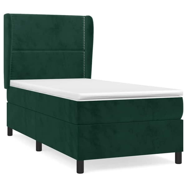 Ramsäng med madrass mörkgrön 100x200 cm sammet