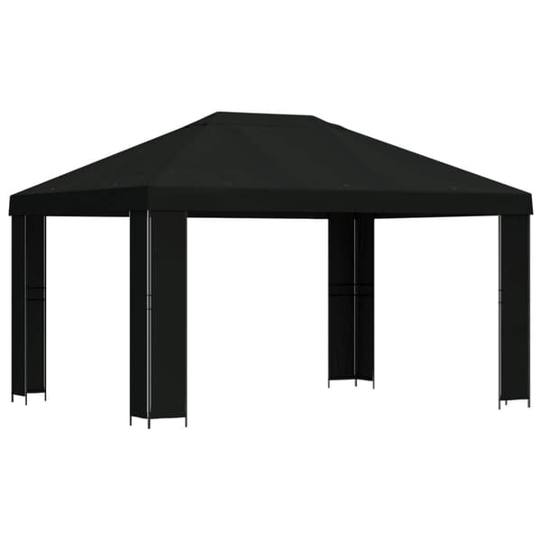 Paviljong 4 × 3 m Svart Polyester och Stål 190