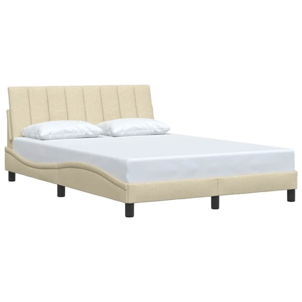 Bed Frame without Mattress "Hanko" Cream 140x190 cm Fabric