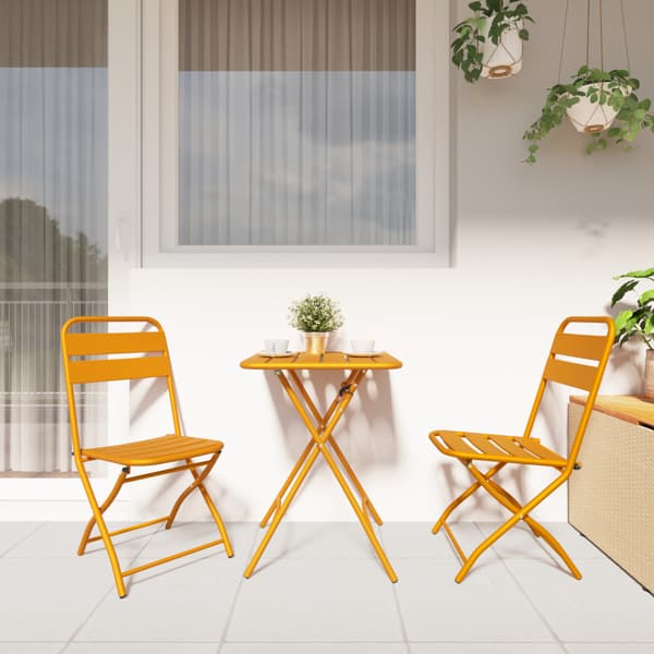 Fällstol för trädgård 2 pcs Senapsgul 42 x 52 x 82cm