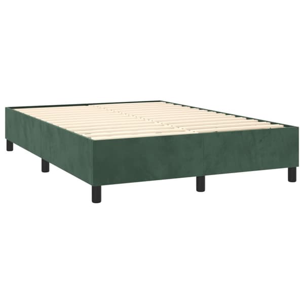 Boxspring-sängram mörkgrön 140x190 cm sammet