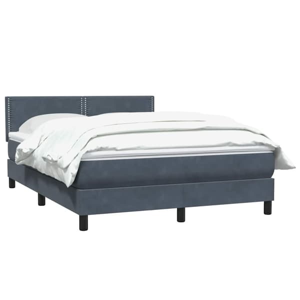 Ramsäng med madrass mörkgrå 160x210 cm sammet