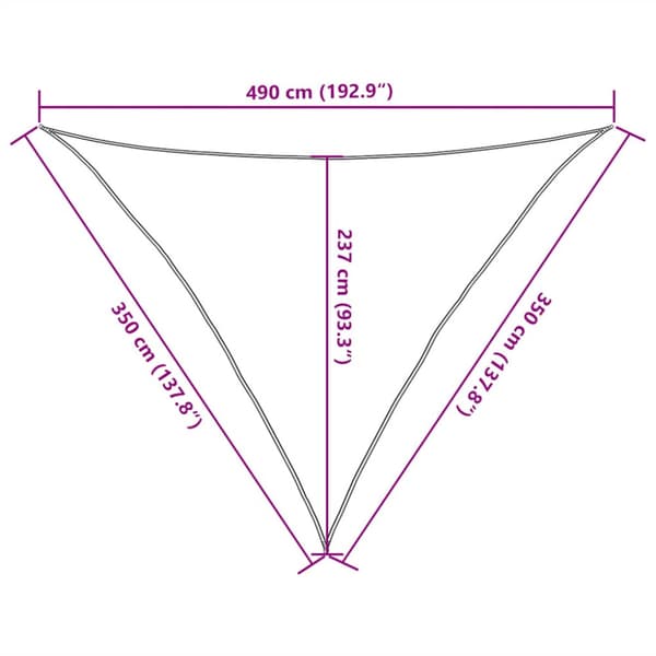 Solsegel 160 g/m² triangulär sand 3,5x3,5x4,9 m HDPE