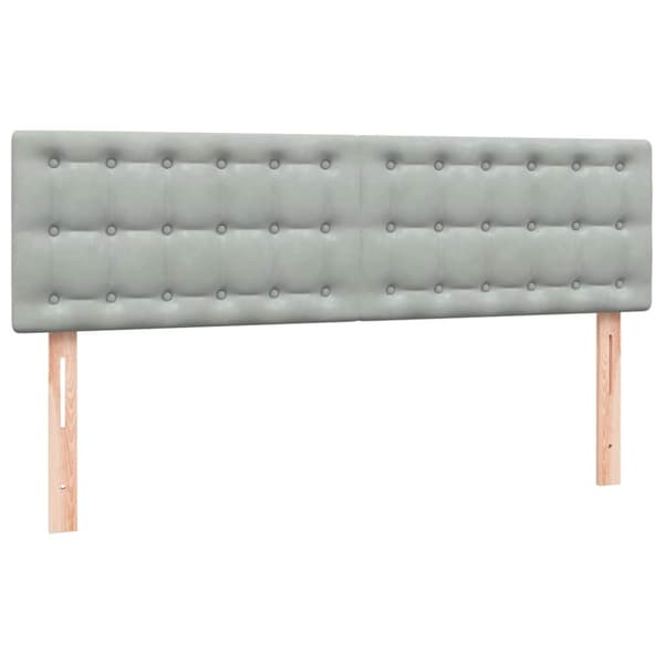 Ramsäng med madrass ljusgrå 160x210 cm sammet