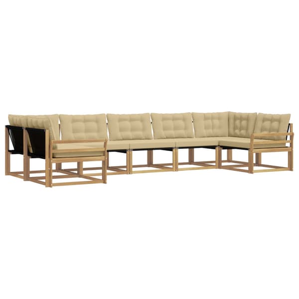 Utomhussoffset med kudde 7 pcs Vit och Beige