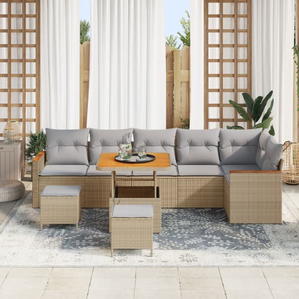 Trädgårdsoffset 9 pcs Beige konstrotting