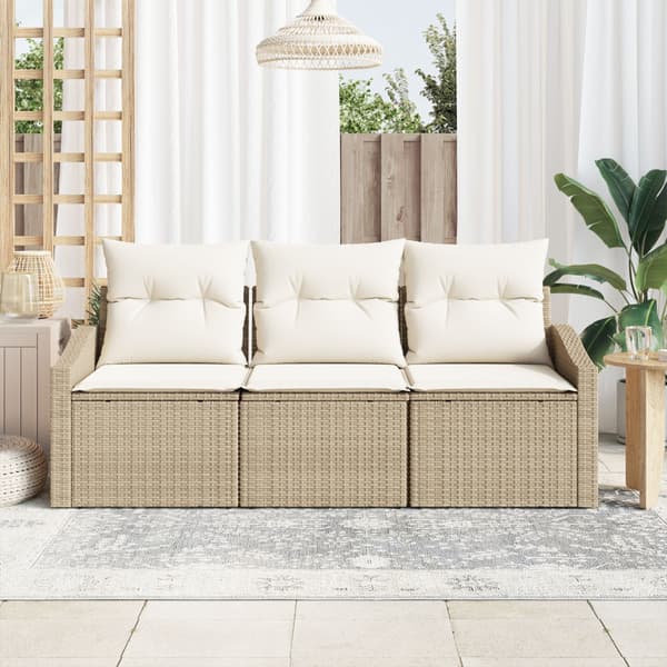 Trädgårdsoffset 3 st Beige och vit konstrotting