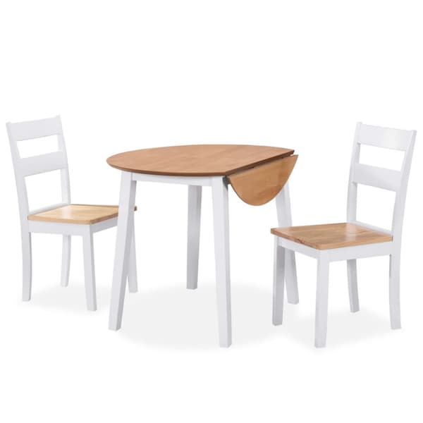 Matgrupp 3 delar MDF och gummiträ vit