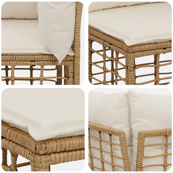 Utomhussoffset med kudde 6 pcs Naturlig Polyester
