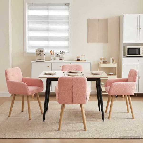 Matstolar 4 pcs Bouclé Rosa 59 x 57 x 85 cm