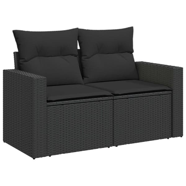 Soffset 8 st Svart Poly Rattan och stål