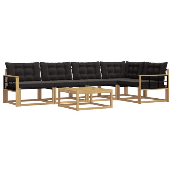 Utomhussoffset 6 pcs Vit och svart 79 x 79 x 37 cm
