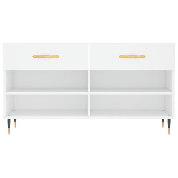 Skobänk vit 102x35x55 cm konstruerat trä